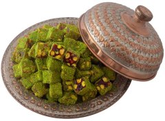 Powdered Pistachio Coated Pomegranate Flavored Turkish Delight with Pistachio (Glucose Free) 500gr