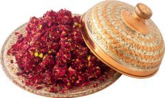 Rose Leaf Covered Turkish Delight with Pistachio (Glucose Free) 500g